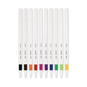 uni-ball® Emott Porous Point Pen, Stick, Fine 0.4 Mm, Assorted Ink Colors, White Barrel, 10-pack freeshipping - TVN Wholesale